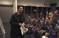 Drake Visits Kentucky Wildcats Locker Room At Final Four